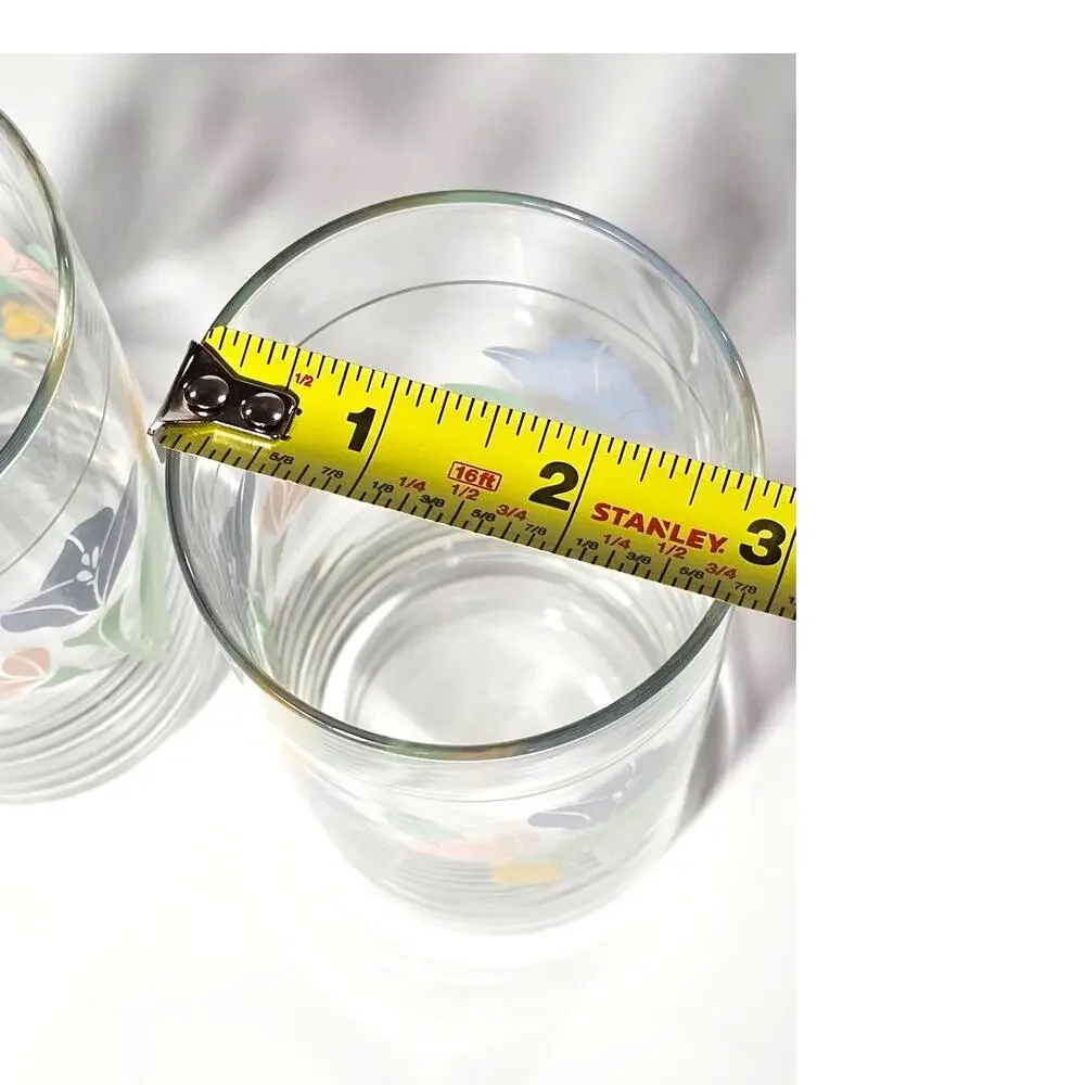 Vintage Pastel Corelle Coordinates Friendship Pattern Crisa Glass Tumblers Set